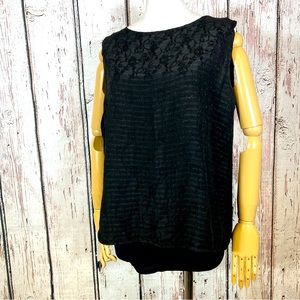 CP Shades Sleeveless Textured Rayon Tank Top Shirt Black Lagenlook Size MEDIUM